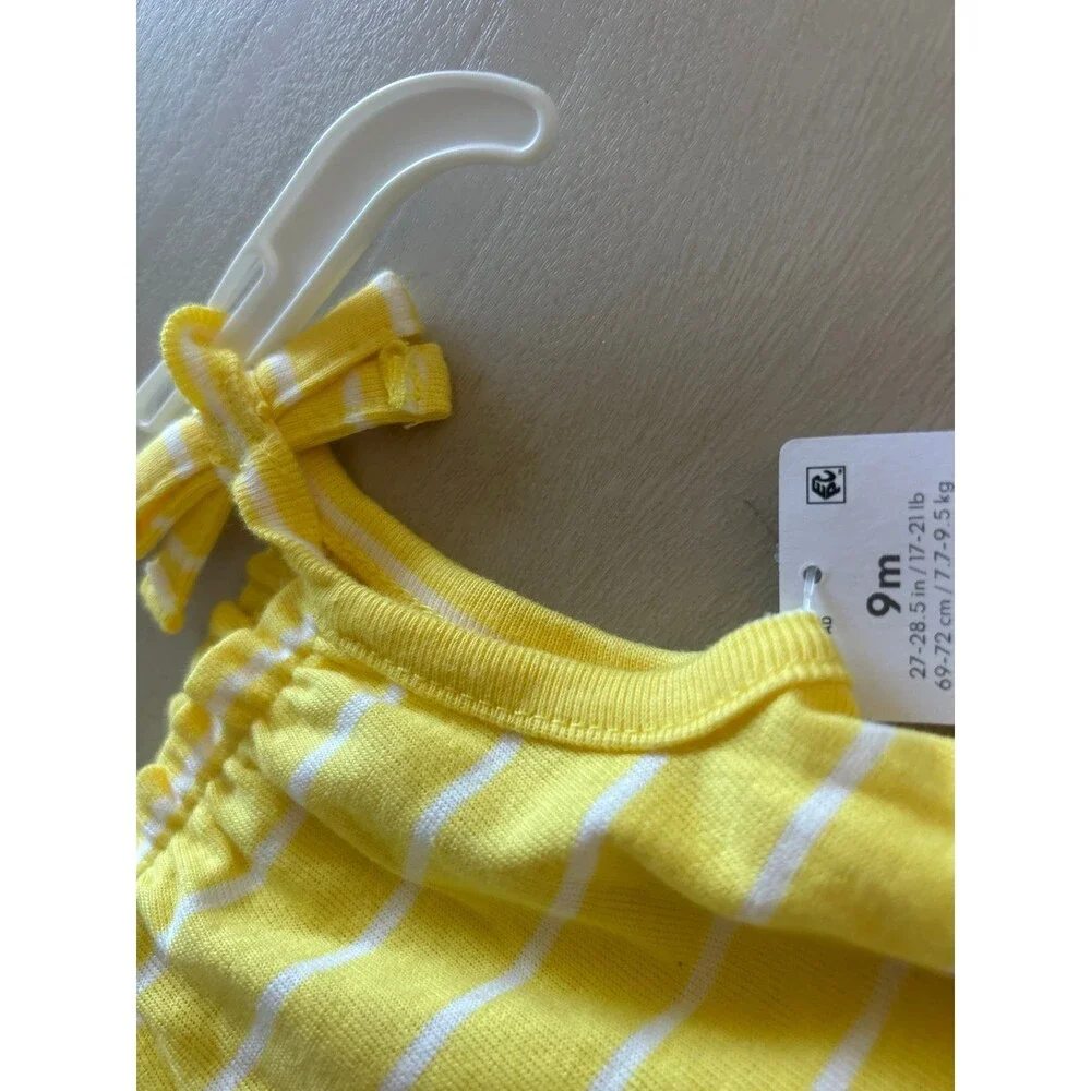 Girls Yellow Striped Heart Romper
